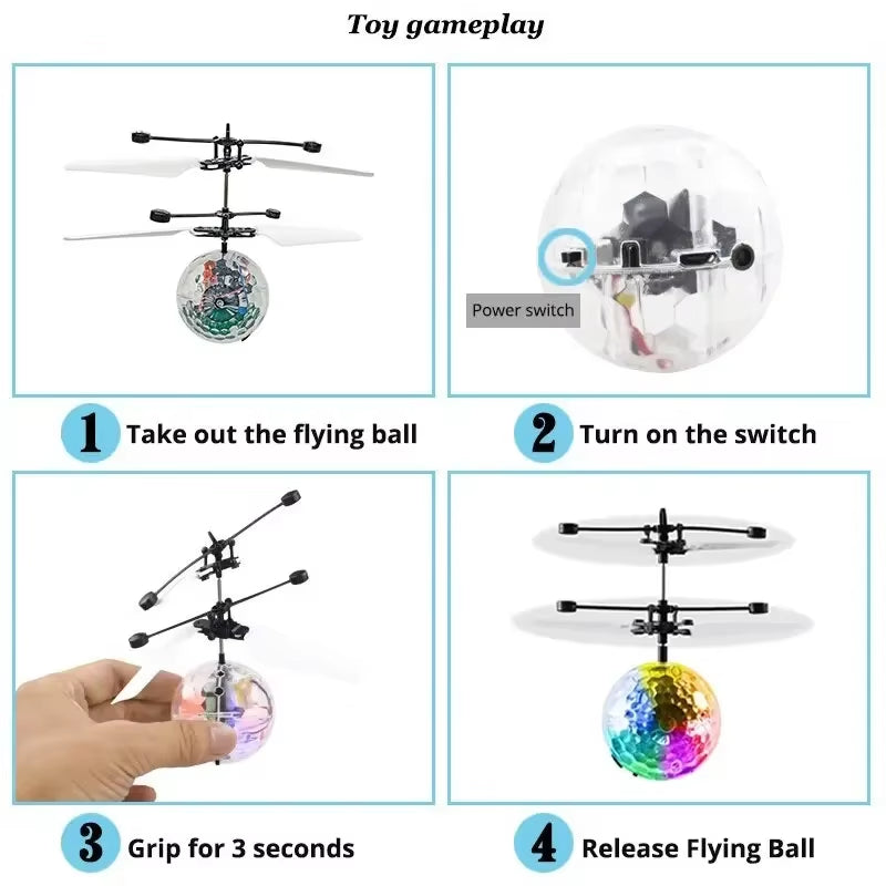 Unique Toy Gesture-Controlled Colorful Luminous Crystal Ball Pendant Children'S Unique Gift Remote-Controlled Sensing Light Ball