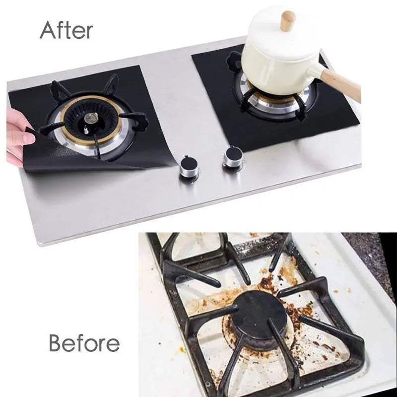 4 Piece Gas Stove Protector Cooker Lid Liner Cleaning Pad for Kitchen Cookware Accessories Pieces Reusable Boiler Hood Protectiv