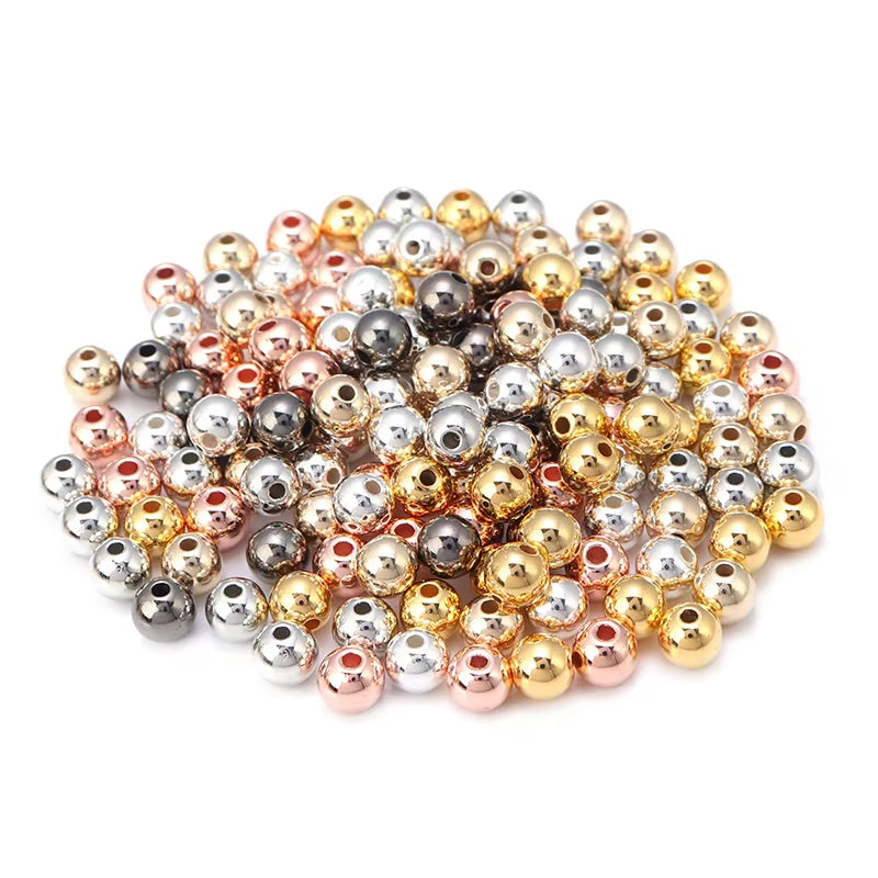 50-500Pcs/Lot 3-12Mm CCB Ball Beads Gold Color round Loose Spacer Bead for Making DIY Bracelet Necklace Jewelry Accessories