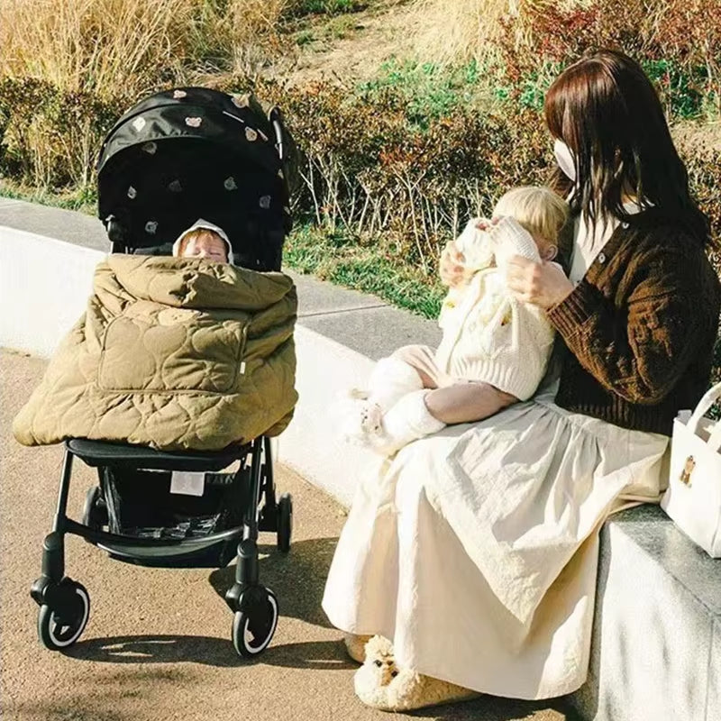 Autumn Winter Baby Stroller Blanket Cover Cartoon Bear Hooded Cloak Thicken Newborn Swaddle Wrap Windproof Infant Sleeping Quilt