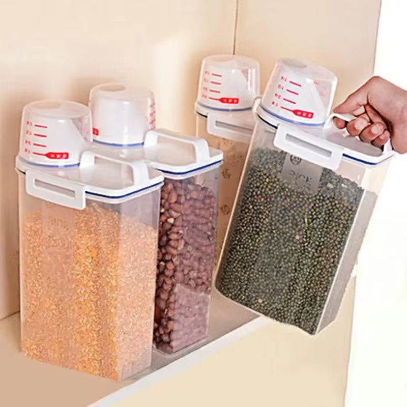 Moisture-Proof Sealed Grain Jar Rice Storage Box Pet Food Container Airtight Bucket Filled Grainkeeper for Kitchen Organization