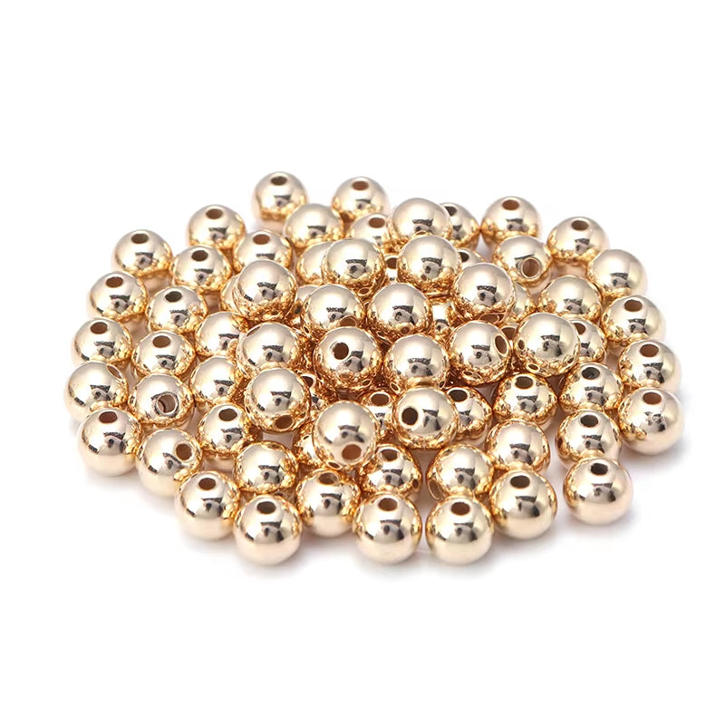 50-500Pcs/Lot 3-12Mm CCB Ball Beads Gold Color round Loose Spacer Bead for Making DIY Bracelet Necklace Jewelry Accessories