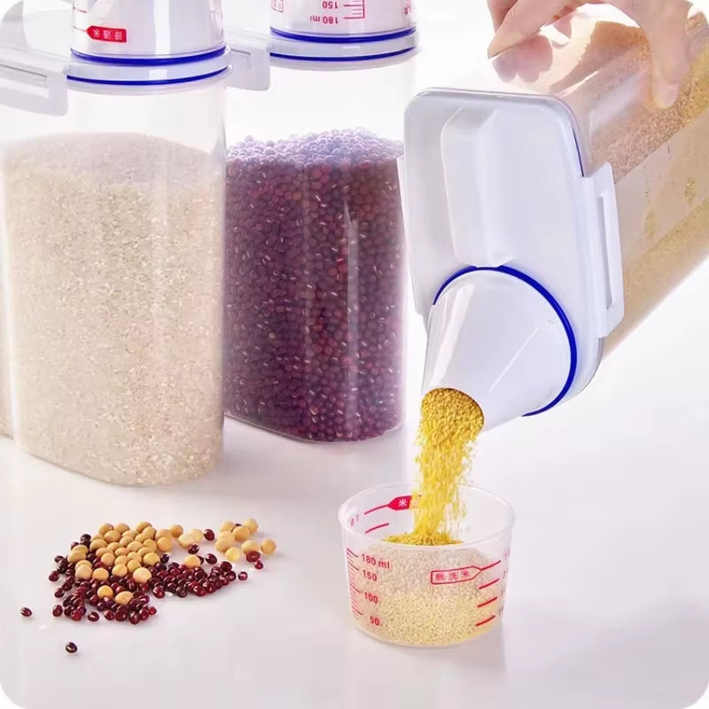 Moisture-Proof Sealed Grain Jar Rice Storage Box Pet Food Container Airtight Bucket Filled Grainkeeper for Kitchen Organization