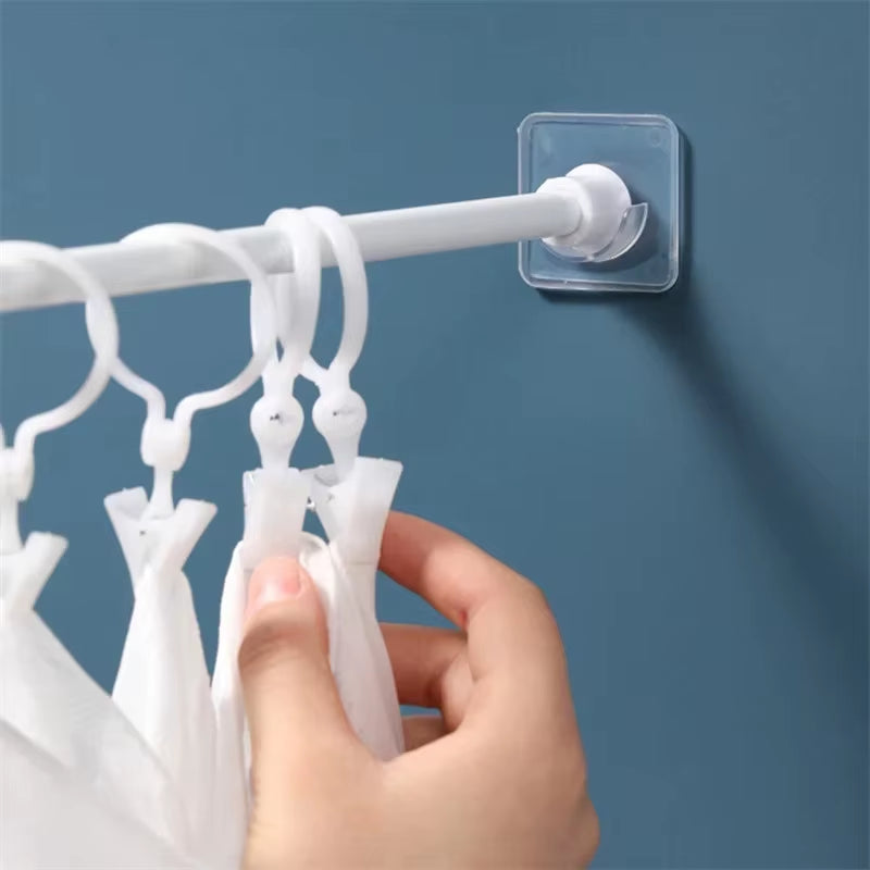 2/6/8Pcs Punch-Free Household Telescopic Pole Support Sticker Nail-Free Adjustable Rod Holder Crossbar Wall Hooks Fixing Bracket