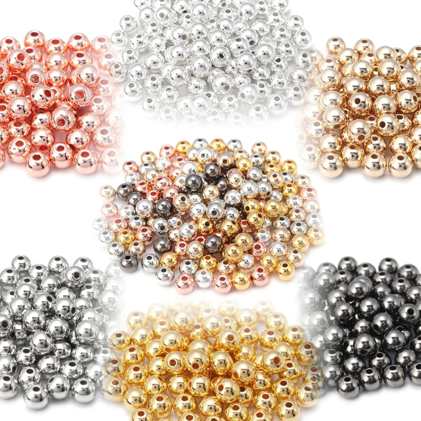 50-500Pcs/Lot 3-12Mm CCB Ball Beads Gold Color round Loose Spacer Bead for Making DIY Bracelet Necklace Jewelry Accessories
