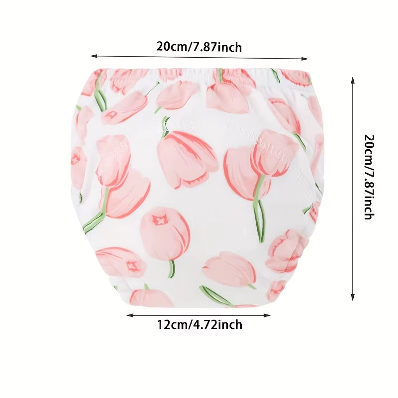 4Pcs/Lot Baby Training Pants for Boys Girls Cartoon Printed Diaper Pants Set Kids Underwear Breathable Cotton Reusable