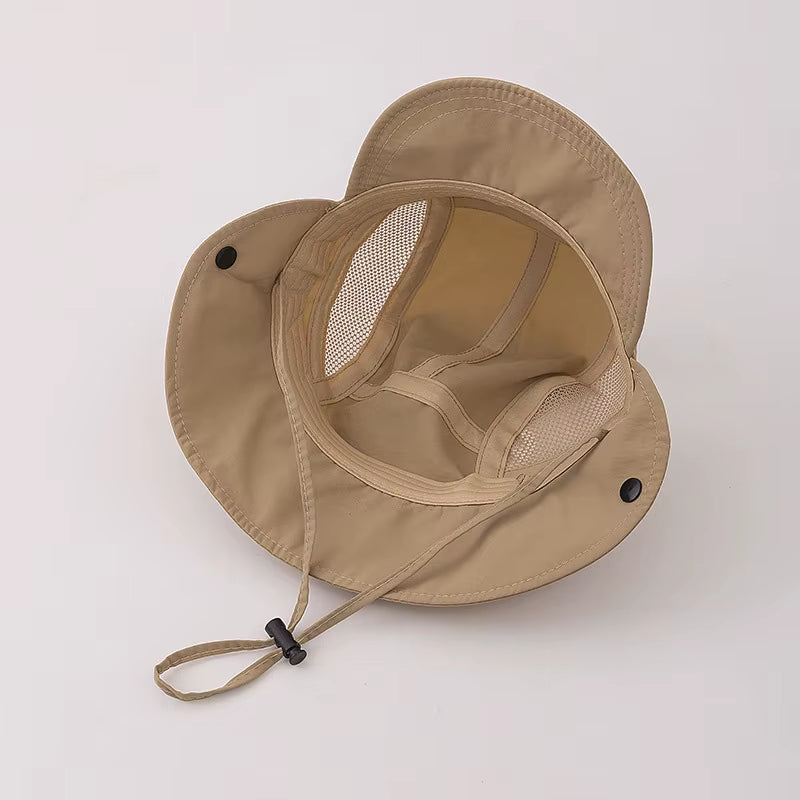 Summer Baby Hat Cartoon Bear Ear Embroidery Quick Dry Fisherman Hats for Boys Girls Neck Protection Kids Panama Hat Breathable