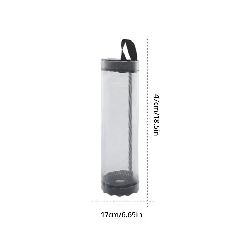 1Pc Grey Sundries Bag Storage Wall Mount Mesh Plastic Bags Dispenser Hanging Reused Storage Pouch Trash Bags Kitchen Garbage Org