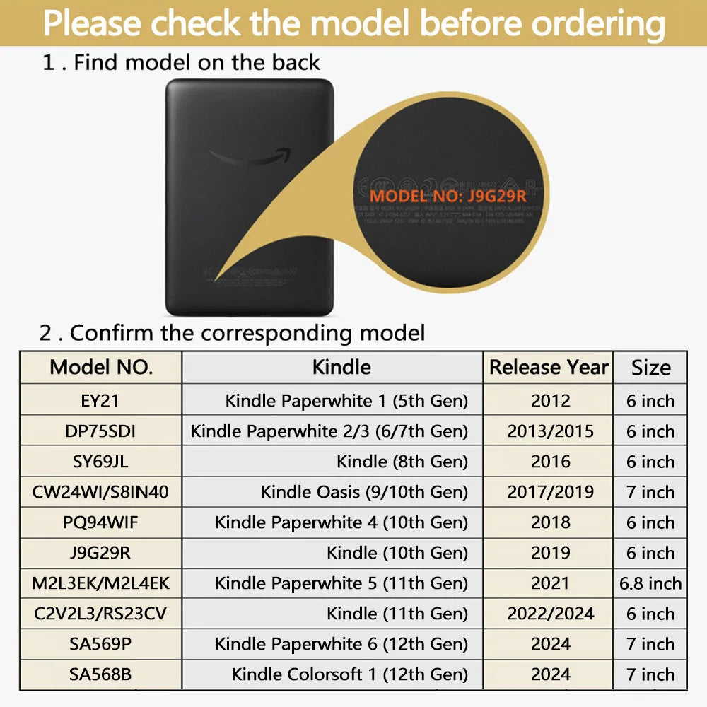 Case for Kindle 2024 2022 2021 Paperwhite Colorsoft 1 2 3 5 6 10Th 11Th 12Th Generation 6 6.8 7 Inch Magnetic Pouch Cover Shell