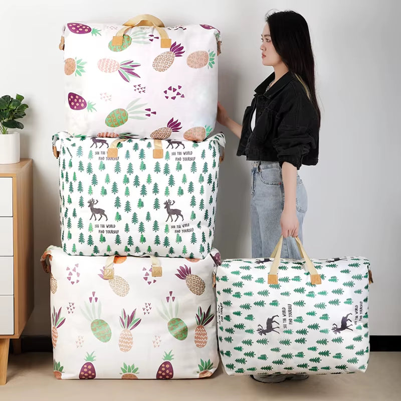 1Pc Large Capacity Clothes Storage Bag Organizer with Reinforced Handle for Blankets Bedding Foldable with Zipper Storage Bag