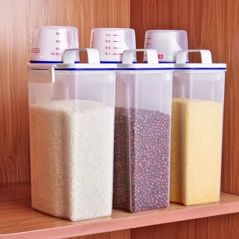 Moisture-Proof Sealed Grain Jar Rice Storage Box Pet Food Container Airtight Bucket Filled Grainkeeper for Kitchen Organization