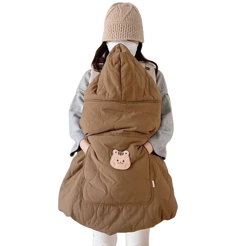 Autumn Winter Baby Stroller Blanket Cover Cartoon Bear Hooded Cloak Thicken Newborn Swaddle Wrap Windproof Infant Sleeping Quilt