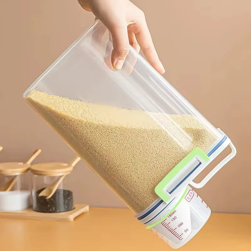 Moisture-Proof Sealed Grain Jar Rice Storage Box Pet Food Container Airtight Bucket Filled Grainkeeper for Kitchen Organization