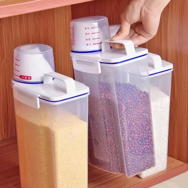 Moisture-Proof Sealed Grain Jar Rice Storage Box Pet Food Container Airtight Bucket Filled Grainkeeper for Kitchen Organization