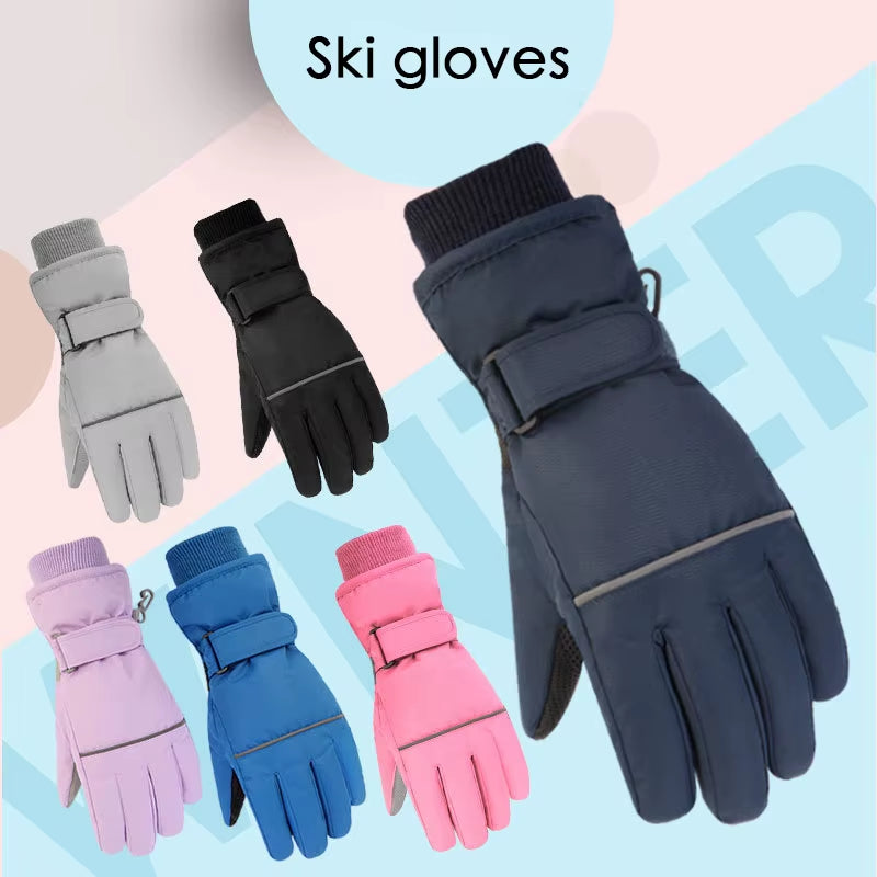 2025 Children Ski Gloves Keep Finger Warm Waterproof Thicken Mittens Winter Snowboard Snow Kids Gloves for Boys Girl Accessories