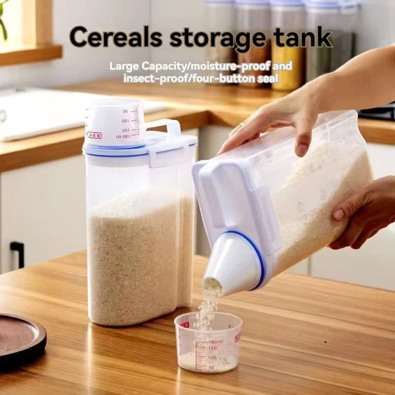 Moisture-Proof Sealed Grain Jar Rice Storage Box Pet Food Container Airtight Bucket Filled Grainkeeper for Kitchen Organization