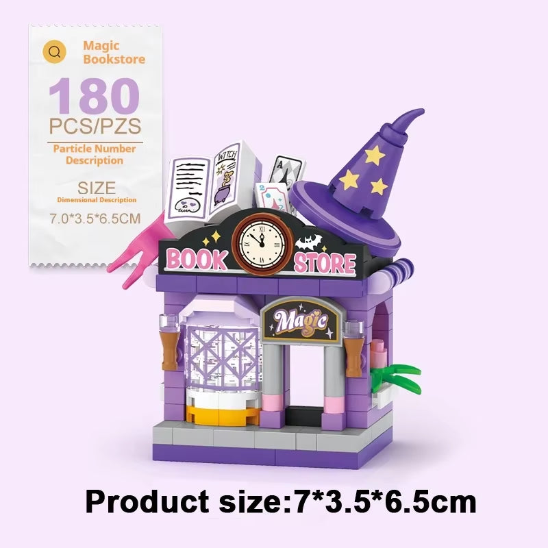 Restaurant Dessert Coffee Pet Fruit Store Street View Food House Building Blocks Kit Girls Bricks Model Kids Toy Boy Child Gifts