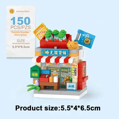 Restaurant Dessert Coffee Pet Fruit Store Street View Food House Building Blocks Kit Girls Bricks Model Kids Toy Boy Child Gifts