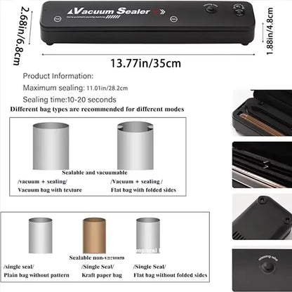 Automatic Packaging Machine Food Vacuum Sealing Machine Portable Household Vacuum Food Sealing Kitchen Helper 220V