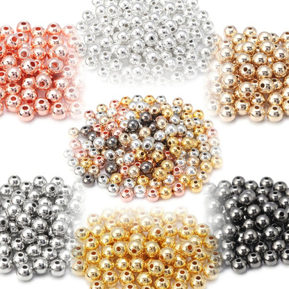 50-500Pcs/Lot 3-12Mm CCB Ball Beads Gold Color round Loose Spacer Bead for Making DIY Bracelet Necklace Jewelry Accessories