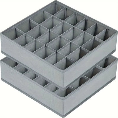 1Pc Fabric Storage Box with 24 Compartments - Foldable Stackable Organizer for Socks Ties Underwear Space-Saving Drawer Divider