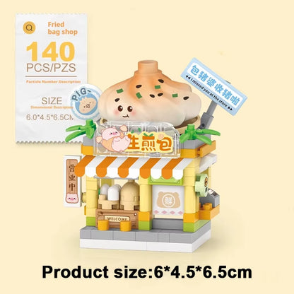 Restaurant Dessert Coffee Pet Fruit Store Street View Food House Building Blocks Kit Girls Bricks Model Kids Toy Boy Child Gifts