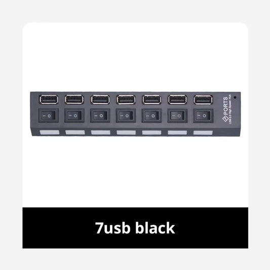 Switch Extension Hub 7-Port USB2.0 Hub Computer USB Extension Hub One Drag Seven USB2.0 Splitter PC Laptop Desktop