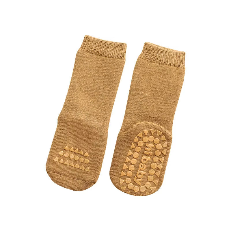 Thickened Kids Socks Baby Floor Socks Boys Girls Pure Color Cotton Warm Non-Slip Newborn Cotton Socks Autumn Winter