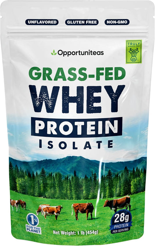 Grass Fed Whey Protein Powder Isolate - Unflavored - Low Carb Keto & Paleo Diet Friendly - Pure Grass-Fed Protein for Shakes, Smoothies, Drinks & Recipes- Non GMO & Gluten Free - 1 Pound