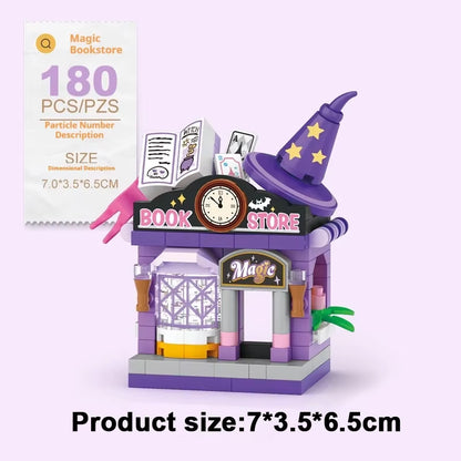 Restaurant Dessert Coffee Pet Fruit Store Street View Food House Building Blocks Kit Girls Bricks Model Kids Toy Boy Child Gifts